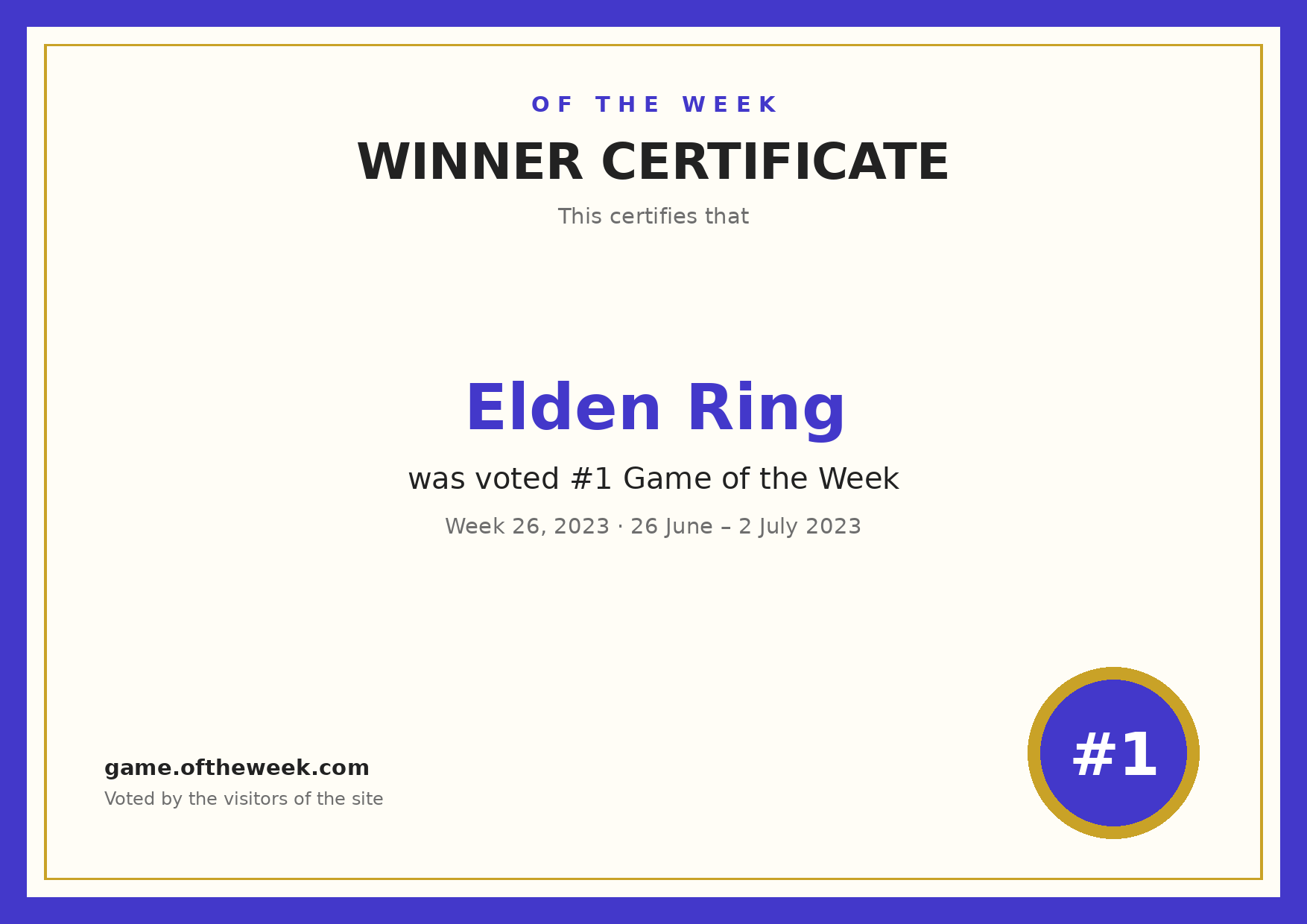 Certificate — Elden Ring