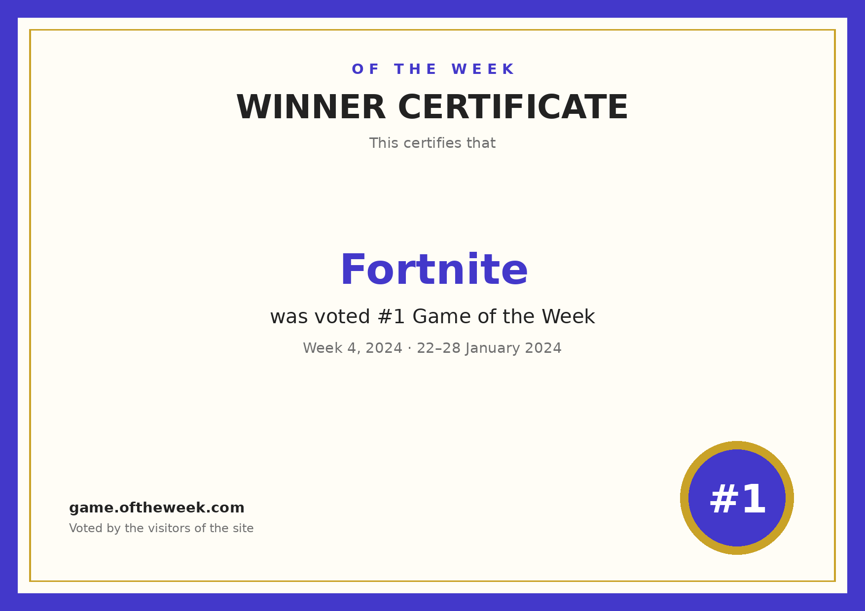 Certificate — Fortnite