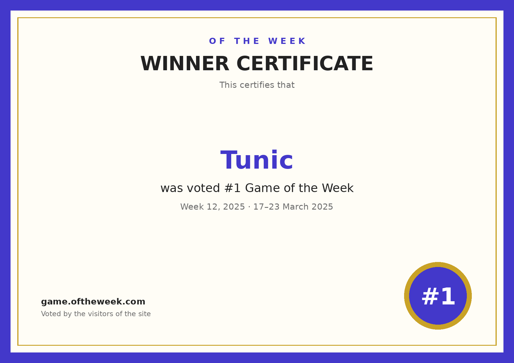 Certificate — Tunic