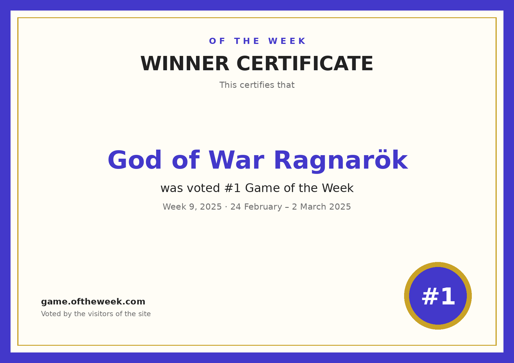Certificate — God of War Ragnarök