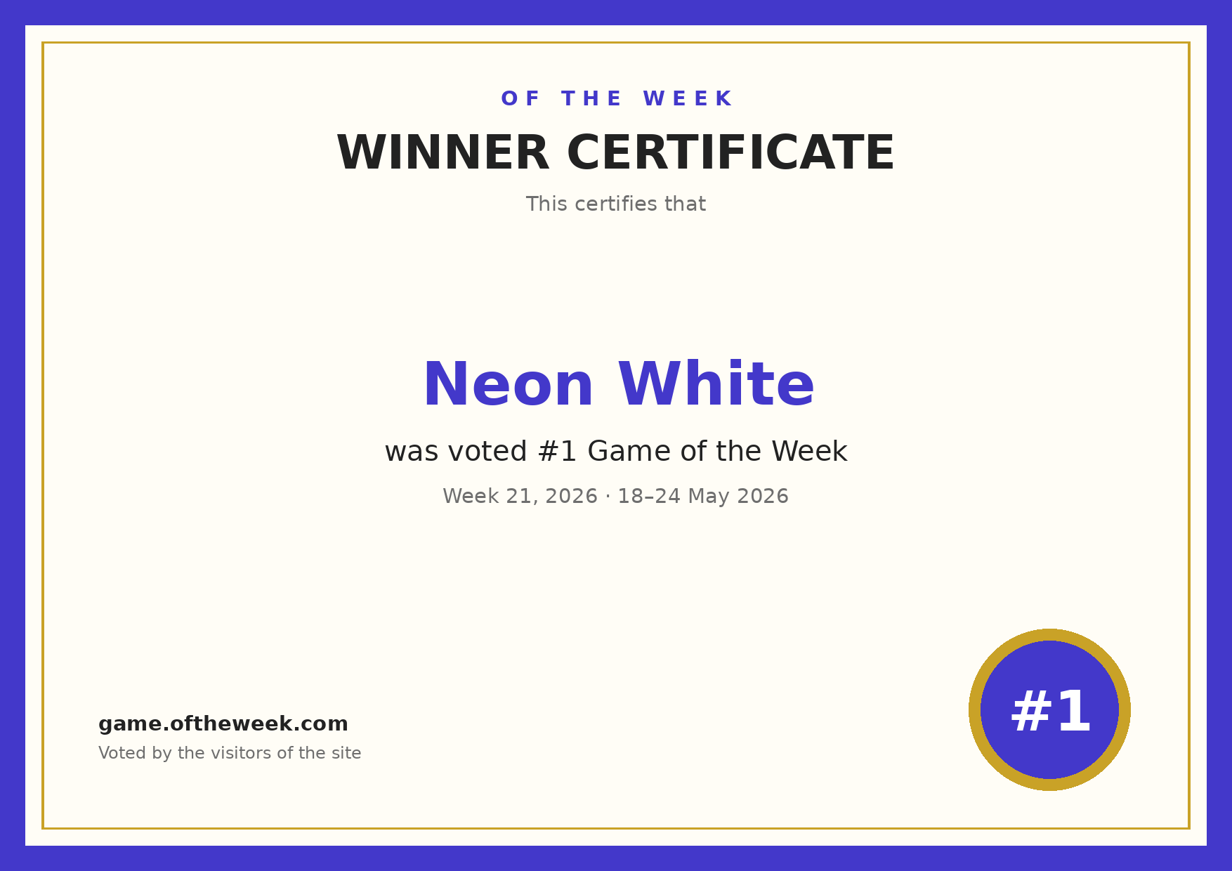 Certificate — Neon White